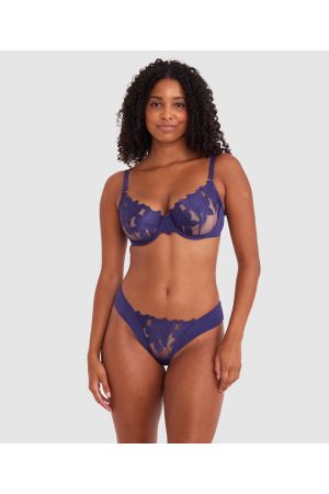 Lillyanna High Leg Brazilian Knicker - Dark Blue