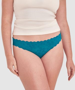 Smooth Lace Brazilian Knicker - Dark Green