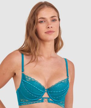 Vamp Eyes On You Push Up Bra - Teal