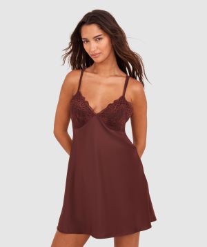 Imogen Short Slip - Dark Brown