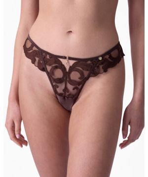 Vamp Dark Temptation High Leg Brazilian Knicker - Dark Brown