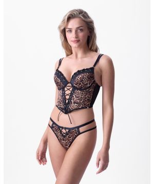 Vamp Knock Out High Leg String - Print Animal