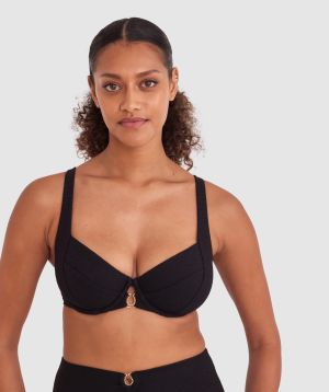 Cassie Full Cup Bikini Top - Black