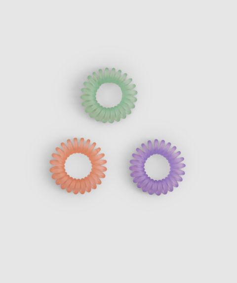 3 Pack Spiral Hair Ties - Multicolour