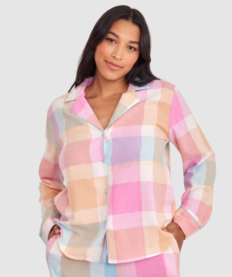 Azlin Long Sleeve Shirt - Print Check/Light Blue