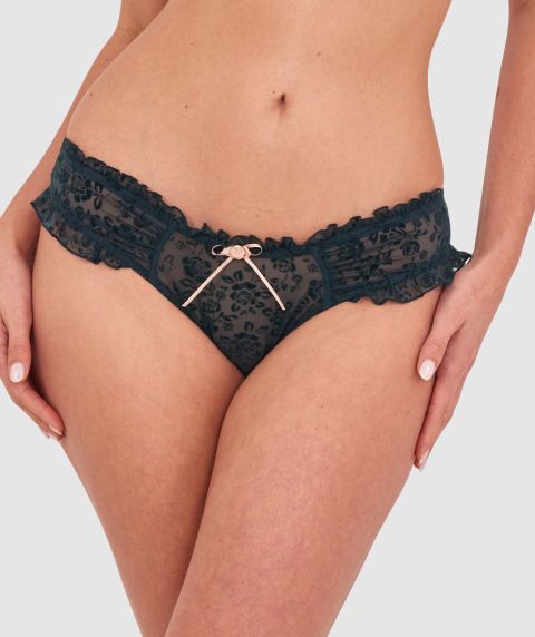 Beatrix High Leg Brazilian Knicker-Dark Green
