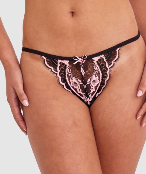 Bronte G String - Black/Light Pink