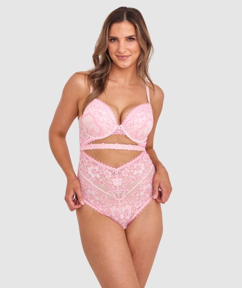 Caroline Push Up Bodysuit - Light Pink