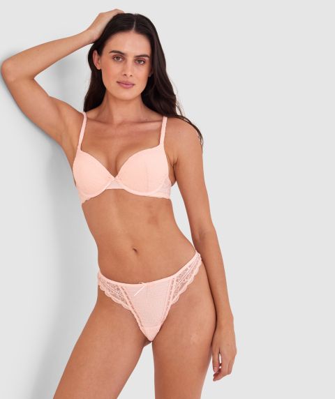 Chrissy High Leg G String - Blush Pink
