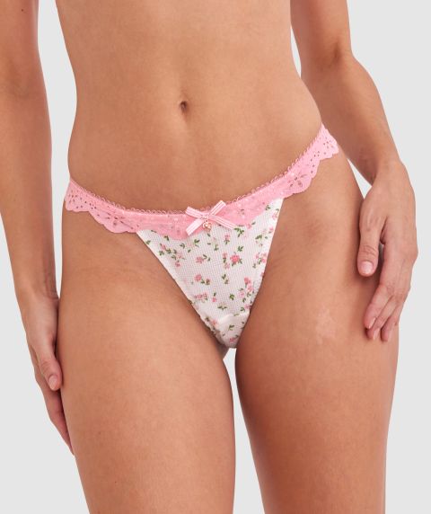 Claudia High Leg G String - Light Pink