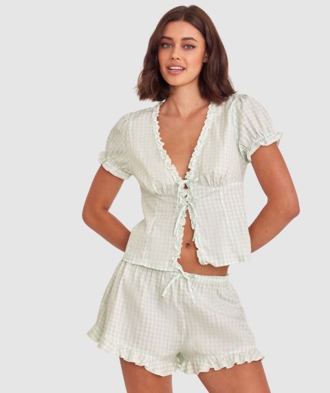 Dorothy Short Sleeve - Print Check/Light Green