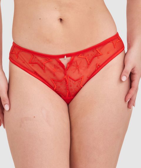 Dua High Leg Brazilian Knicker - Red