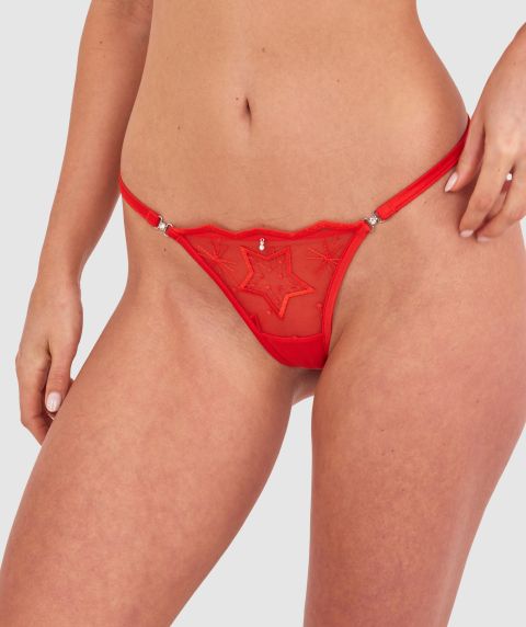 Dua High Leg G String - Red