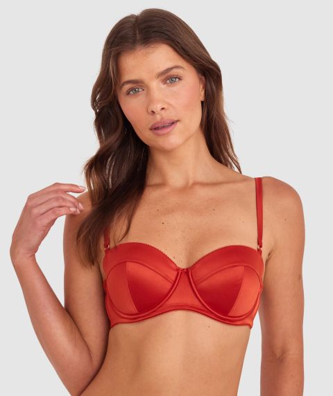 Ebony Lightly Lined Balconette - Rust