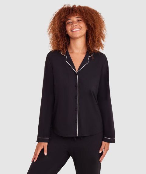 Emilia Long Sleeve Top - Black/White