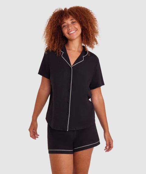 Emilia Short Sleeve Top - Black/White