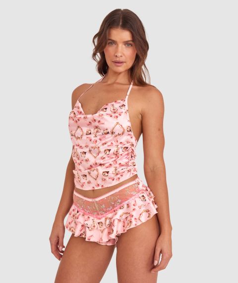 Enchanted A Purr-Fect Promise Cowl Neck Halter Cami-Multi Colour / Print