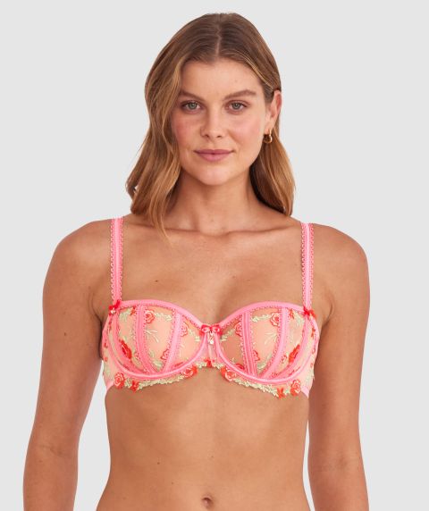 Enchanted Bernadette Balconette Bra - Light Pink/Multicolour