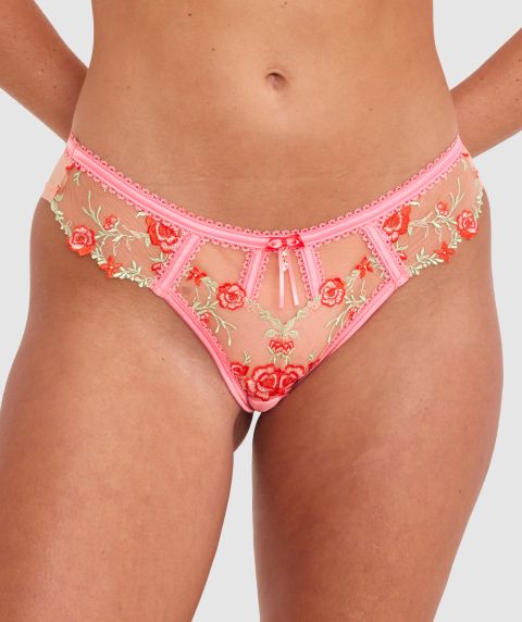 Enchanted Bernadette High Leg Brazilian Knicker - Light Pink/Multicolour