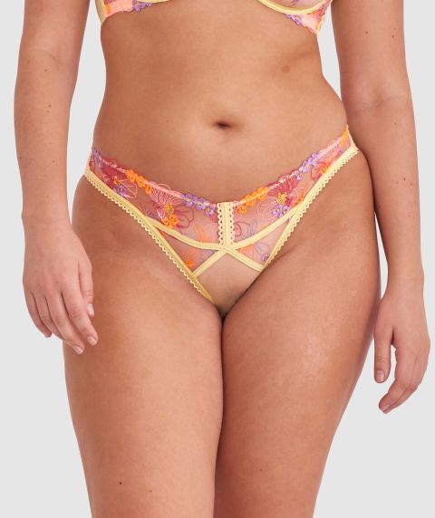 Enchanted Mi Amor High Leg Brazilian Knicker - Yellow/ Multicolour