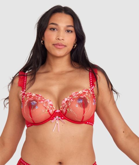 Enchanted She's So Lucky Bra - Red/Multicolour