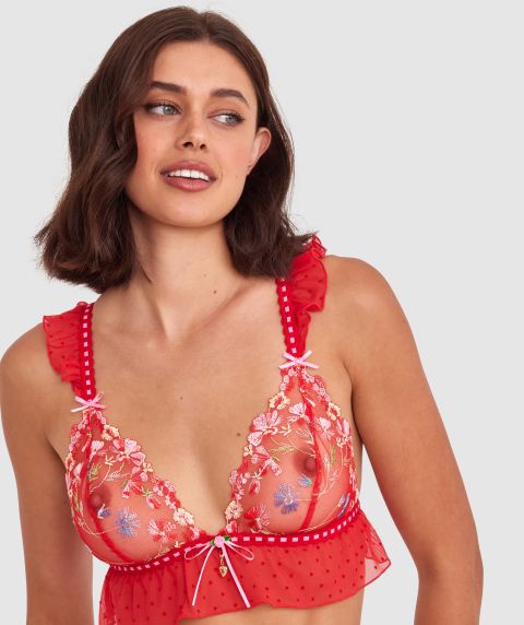 Enchanted She's So Lucky Bralette - Red/Multicolour
