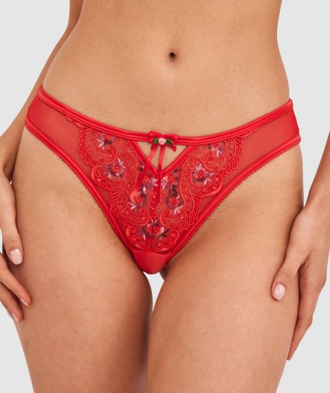 Enchanted Summertime Serenade High Leg Brazilian Knicker-Light Red / Multi