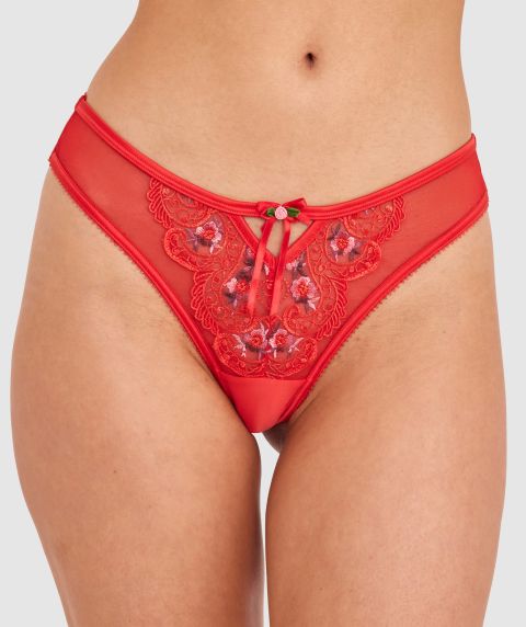 Enchanted Summertime Serenade High Leg G String-Light Red / Multi
