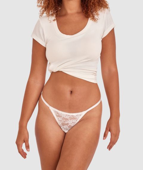 Evelyn Hi Leg String - Ivory
