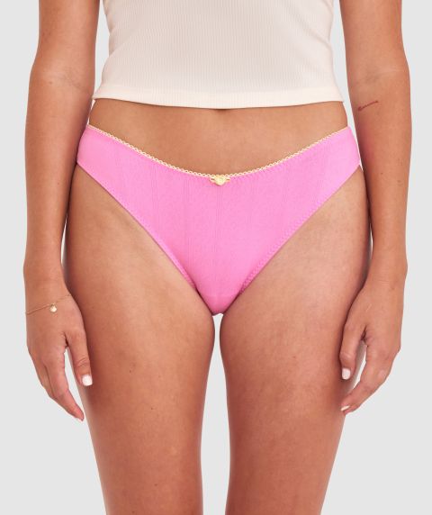 Georgie High Leg Brazilian Knicker - Pink/Yellow