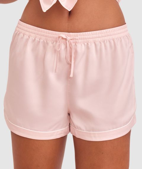 Liquid Satin Short - Pale Pink/White