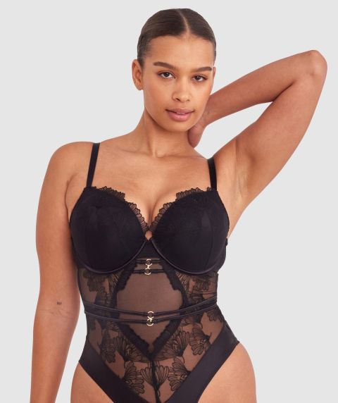 Louise Push Up Bodysuit - Black