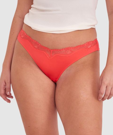 Made For Micro Lace Brazilian Knicker - Light Red