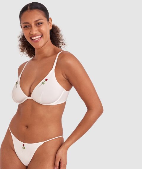 Made For Micro Rose High Leg G String - Ivory