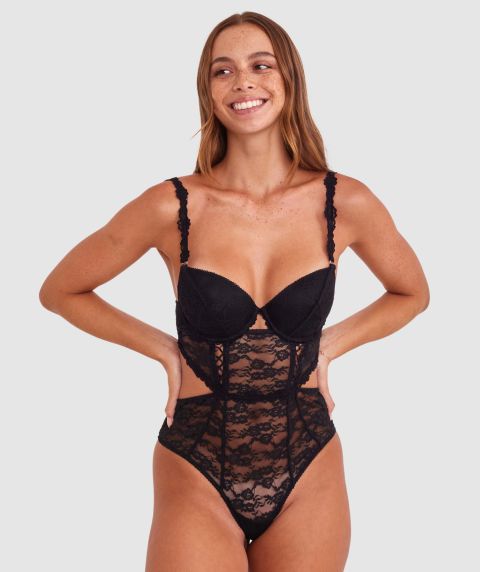 Monique Push Up Bodysuit - Black