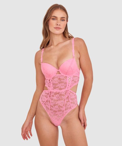Monique Push Up Bodysuit-Pink