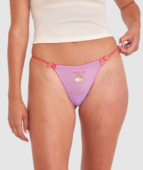 Morning Sip High Leg String - Light Purple