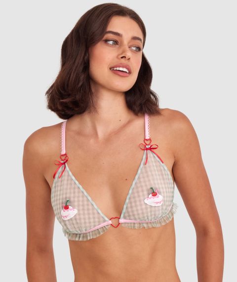 Night Games Bottomless Brunch Bralette - Light Pink/ Mint Green