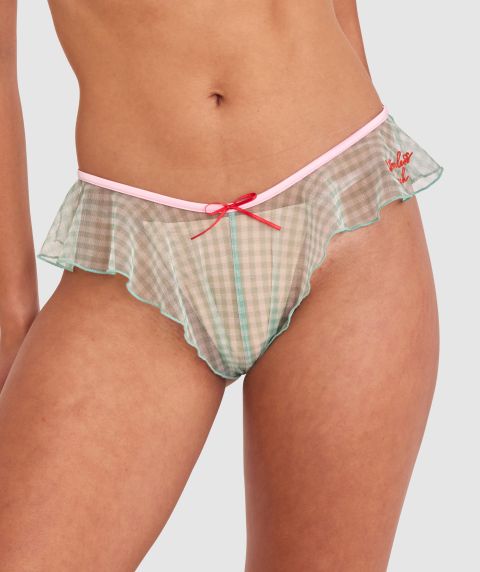 Night Games Bottomless Brunch French Knicker - Light Pink/ Mint Green