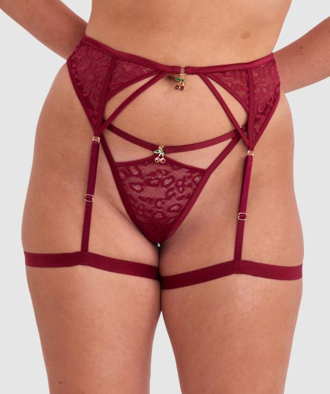 Night Games Cherry Delight Suspender - Berry