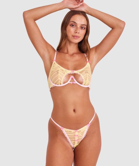 Night Games Juicy String Set - Light Yellow/ Light Pink