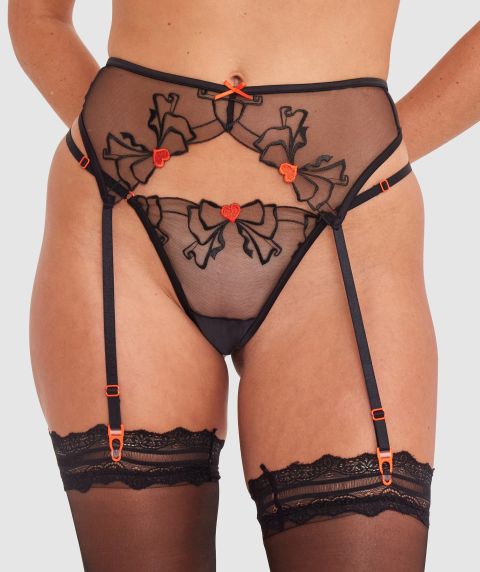 Night Games Missing Out Suspender - Black/ Red