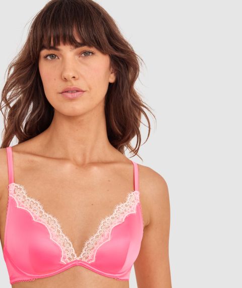 Paris Unlined Bra - Hot Pink / Cream