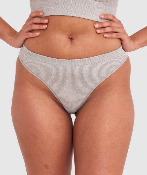 Rib Basics G String - Grey