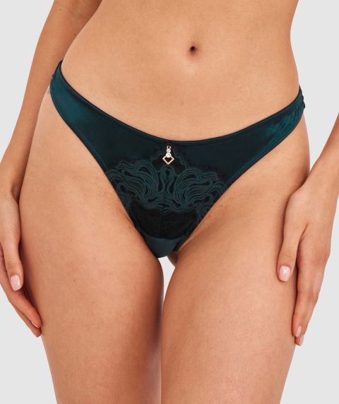 Rosaria High Leg G String-Dark Green