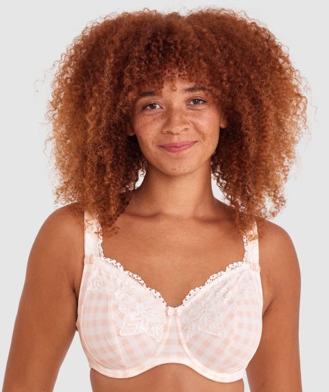 Sapphire Full Coverage Underwire Bra - Print Check/Light Pink