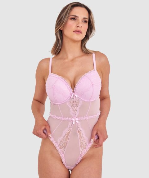Too Cute Push Up Bodysuit - Pink