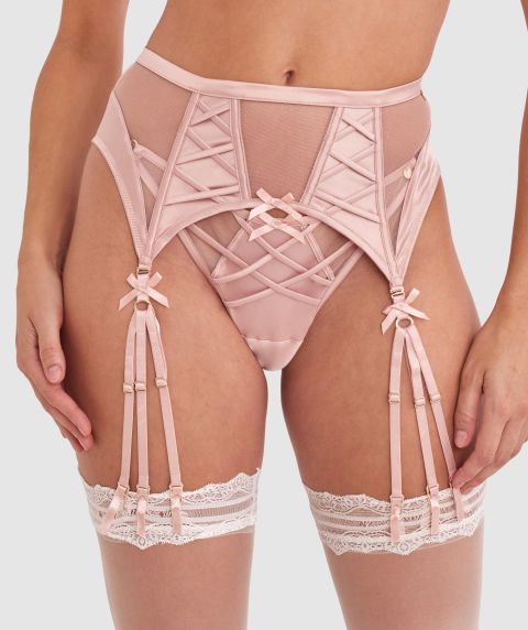 Vamp Bittersweet Waspie Suspender - Blush Pink