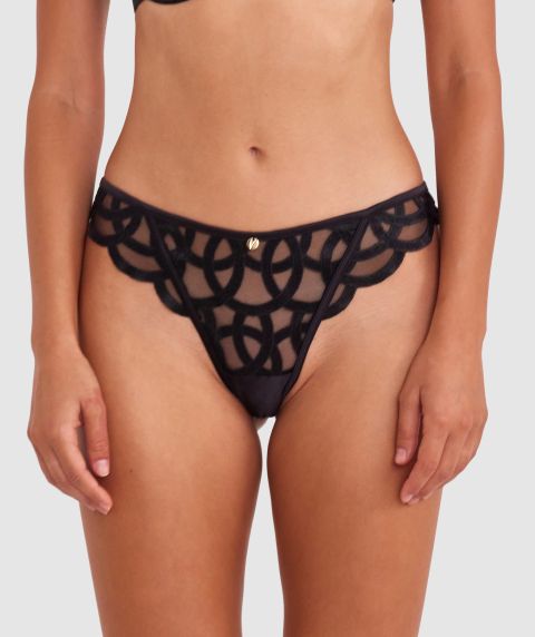 Vamp Forbidden Love High Leg Brazilian Knicker - Black