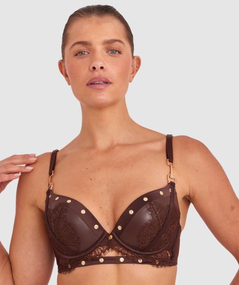 Vamp Giddy Up Push Up Bra - Dark Brown